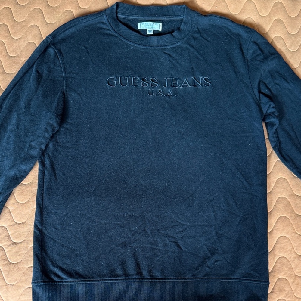 Guess Men's Black Crewneck Sweater